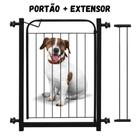 Portão de Segurança Preto Pet Cães 80x70cm com Extensor 10cm