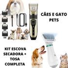 Portátil E Silencioso 2 Em 1 Pet Grooming Secador De Cabelo+Kit Maquina De Tosa Cabelo Pelos Sem Fio Cães E Gatos