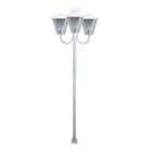 Poste Braço Curvo Luminária Romana Tripla Jardim Branco 2Mt