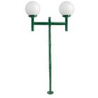 Poste de Jardim com Globo de Vidro Leitoso 15x28 Duplo P20/2 em Aço Verde - Ideal Iluminação