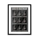 Poster Com Passepartout Mdf/Papel/Vidro DC Batman Faces Cinz