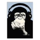 Poster Decorativo Macaco Chimpanzé Musica Fones De Ouvido