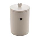 Pote Cerâmica Com Tampa Bambu Heart Branco 10X12Cm - Lyor