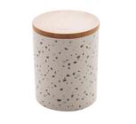 Pote Cerâmica Com Tampa Em Bambu Granilite Branco 10X13Cm