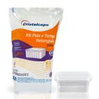 Pote de 500ml Retangular Transparente com tampa Cristalcopo com 25 unidades - Ideal armazenar alimentos no freezer ou micro-ondas