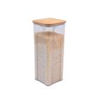 Pote de acrílico 2L com tampa de bambu transparente quadrado - Oikos
