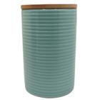 Pote de cerâmica com tampa de bambu 10x16