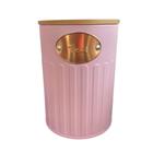 Pote de lata rosa para chá com tampa de bambu 1kg para cozinha - porta cha cantinho do café
