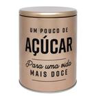 Pote de lata rose gold para açúcar com tampa para cantinho do café de cozinha