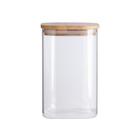 Pote De Mantimentos Quadrado Flat 1100Ml Tampa Bambu Oikos