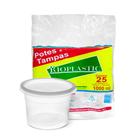 Pote de Plástico Descartável com Tampa 1000ml 25un Rioplastic