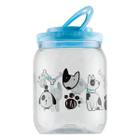 Pote de plástico redondo dog azul com tampa, rosca e alça 1700ml 0200 bandeirante