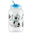 Pote de plástico redondo dog azul com tampa, rosca e alça 3600ml 0400 bandeirante