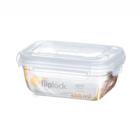 Pote de plastico retangular fliplock com tampa + trava 400ml - 2 pç