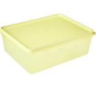 Pote De Plástico Retangular Organizar Mantimentos Freezer Micro Ondas 4,5L Amarelo Transparente Coza