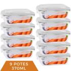 Pote de Vidro 370ML Vai ao Forno Microondas C/Tampa 9 Unidade