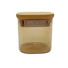 Pote de Vidro Âmbar Hermético com Tampa de Bambu - 6x6cm - 125ml - 1 unidade - Rizzo