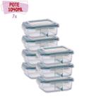 Pote de vidro Hermético 1040ml Divisoria Alimentos 7 unidades - QUALITY HOUSE