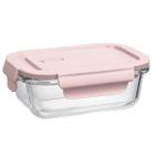 Pote de Vidro Hermético com Tampa 410ml UZ Retangular Rosa Pote para Frutas Lanches - UZ Utilidades