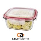 Pote De Vidro Hermético Quadrado Tampa Lock Marmita Mantimento 800ml Casambiente