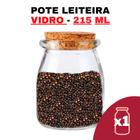 Pote de Vidro Leiteira 215Ml com Tampas Tipo Rolha - Senhora Madeira