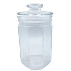 Pote de Vidro Octagonal Texturizado com Tampa Hermética - 17,5cm - 700ml - 1 unidade - Rizzo