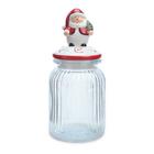 Pote de Vidro Papai Noel com Vermelho Branco 1000Ml - 1 Un - Cromus