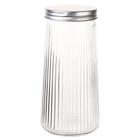 Pote de vidro redondo stripe com tampa de metal 1600ml - NEWWAY