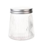 Pote de vidro redondo stripe com tampa de metal 800ml - NEWWAY