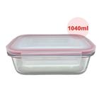 POTE DE VIDRO RETANGULAR DE ALIMENTOS 1040ml TAMPA BELA KASA