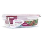 Pote de Vidro Retangular Hermético Marmita Tampa Plástico Alimentos 1040ml - U4home