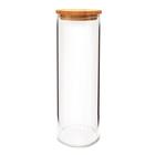 Pote De Vidro Tampa De Bambu Hermético Redondo 1,6L