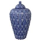 Pote decorativo de ceramica azul 21cm x 21cm x 39,5cm