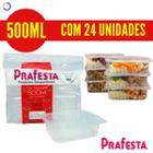 Pote Descartável 500ml Freezer Microondas Marmita Fit 24 Un