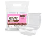 Pote Descartável 750 ml Retangular Com Tampa, Ideal P/ Marmita Fit, 24 Un