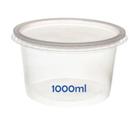 Pote Descartável Redondo Tampa Transparente 1000ml 25Unidade - Cristalcopo