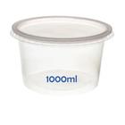 Pote Descartável Redondo Tampa Transparente 1000ml 40Unidade