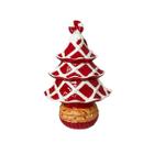 Pote em Cerâmica Arvore de Natal Vermelho/Branco 15x10x23cm