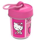 Pote em Plástico Hello Kitty com Tampa Rosca e Gancho 350ml - Potte