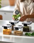 Pote Hermético 260ml Retangular Empilhável Tempero Cozinha