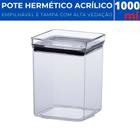 Pote Hermético Acrílico Quadrado Lumini Empilhável 1000ml