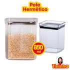 Pote Hermético de Acrílico 850ml Com Tampa Hermetica Quadrado Empilhável