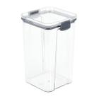 Pote Hermético Quadrado Transparente Com Trata 1,5L Cinza