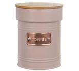 Pote Metal com Tampa Bambu Coffee Rosa14,7cm - CASA CAFÉ MEL