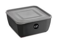 Pote multiuso quadrado 500ml preto microondas/freezer uz