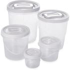 Pote Plastico CONJ 5 Potes Mantimentos Rosca KIT