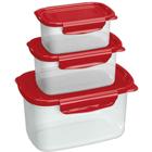 Pote Plástico Conjunto 3 Potes P/M/G com Trava Vermelho