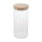 Pote Porta Mantimentos Vidro Transparente com Tampa de Bambu 800ml 9x20cm Wolff