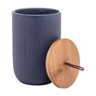 Pote Potiche De Cerâmica Com Tampa de Bambu Decorativo 12cm Lyor