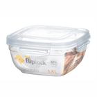 Pote Quadrado Fliplock em Plástico Transparente 1,4L - Rischioto